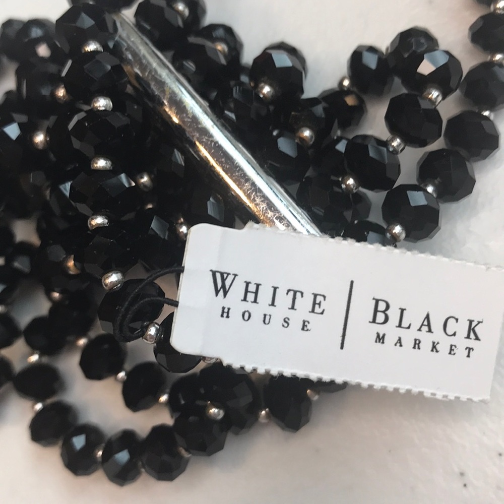 Six-strand black bead stretch bracelet - Picture 7 of 7